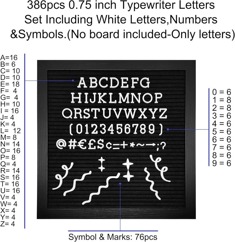 G GAMIT Felt Letter Board Letters Set - Pre-cut 0.75inch White Typewriter Letters 386pcs with Canvas Bag (No Board Included) - Image 3